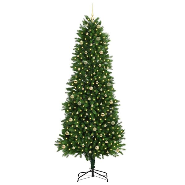 vidaXL Julgran med 300 LED-lampor med stativ Gr&ouml;n 240 cm PE