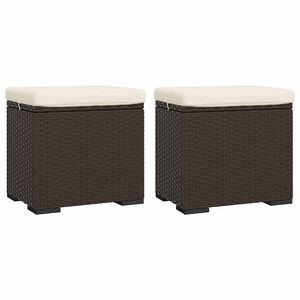 vidaXL Fotpall med kudde 2 st brun 40x30x40 cm konstrotting