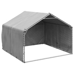 vidaXL Hundkoja utomhus med &ouml;verdrag 2x2x1,5 m galvaniserat st&aring;l
