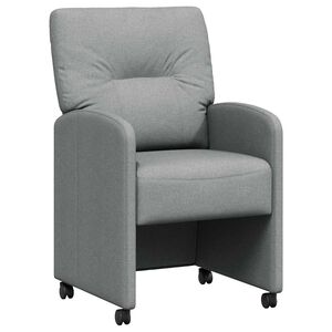 vidaXL Matstolar med hjul 2 st tyg Ljusgr&aring; 57 x 67 x 95 cm