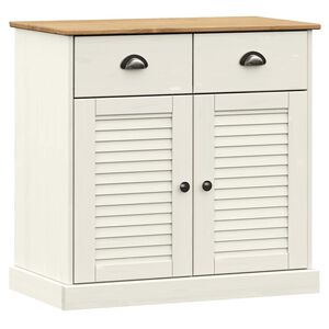vidaXL Sk&auml;nk med l&aring;dor VIGO 78x40x75 cm vit massiv furu