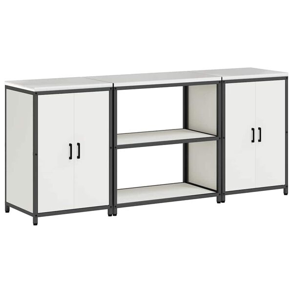 vidaXL Köksförvaringsset med hylla med lagring med dörr 3 pcs Vit Stål