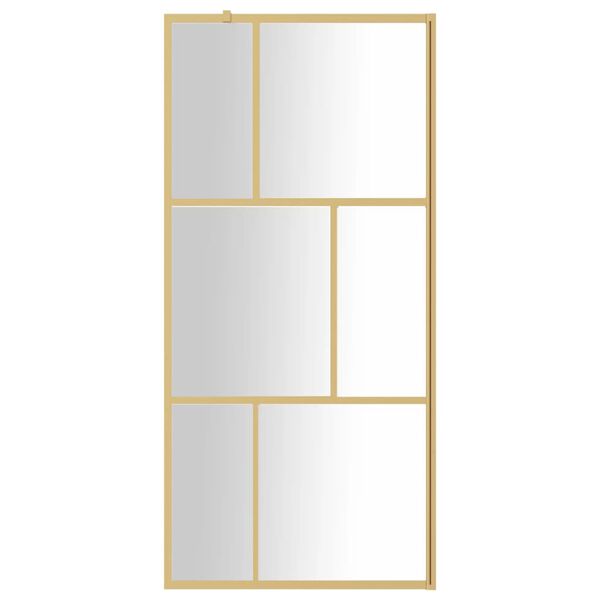 vidaXL Duschvägg med klart ESG-glas guld 90x195 cm