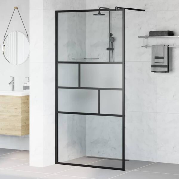 vidaXL Walk-in Duschvägg Svart 80 x 195 x 0.5 cm Glas och Aluminium