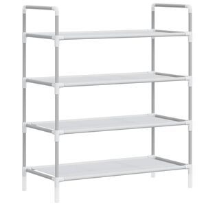vidaXL Skohylla med 4 hyllor metall och non-woven tyg silver