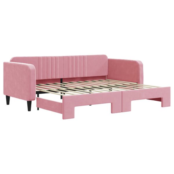 vidaXL Dagbädd utdragbar rosa 90x200 cm sammet