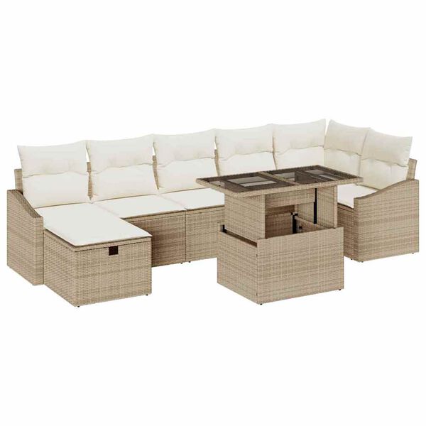 vidaXL Tr&auml;dg&aring;rdsoffset 8 pcs Beige konstrotting