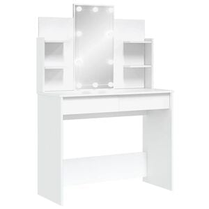 vidaXL Sminkbord med LED vit 96x40x142 cm