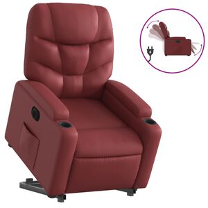 vidaXL Reclinerf&aring;t&ouml;lj med uppresningshj&auml;lp vinr&ouml;d konstl&auml;der