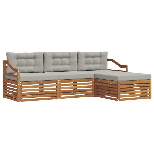 vidaXL Utomhussoffset med kudde 4 pcs Naturlig och Ljus Gr&aring;