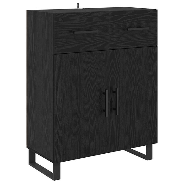 vidaXL Sideboard med l&aring;da Svart Ek 69,5 x 34 x 90 cm Konstruerat tr&auml;