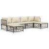 vidaXL Loungegrupp 6 delar med dynor antracit konstrotting