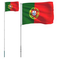 vidaXL Portugals flagga och flaggstång 5,55 m aluminium