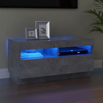 vidaXL TV-bänk med LED-belysning betonggrå 80x35x40 cm