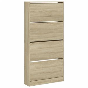 vidaXL Skosk&aring;p med 4 flip-l&aring;dor sonoma-ek 80x21x163,5 cm