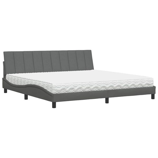 vidaXL Bed with Mattress "Hanko" Dark Grey 200x200 cm Fabric