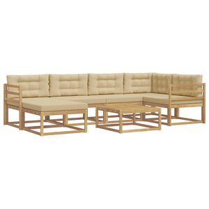 vidaXL Utomhussoffset 7 st Vit och Beige