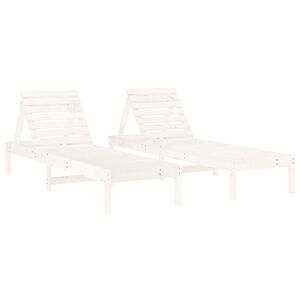 vidaXL Sols&auml;ngar 2 st vit 199,5x60x74 cm massiv furu