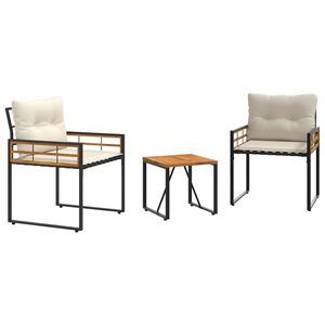 vidaXL Utemöbelset med kudde 3 pcs Kräm