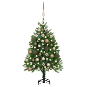 vidaXL Belyst plastgran med kulor 120 cm gr&ouml;n