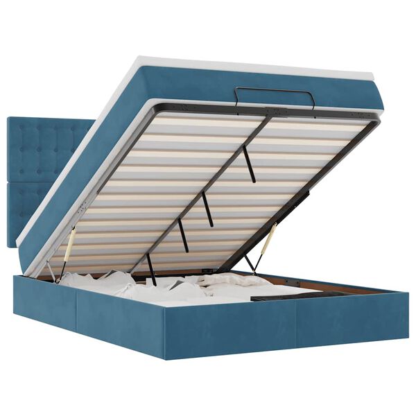 vidaXL Ottoman s&auml;ngram med madrasser m&ouml;rkbl&aring; 140x190 cm sammet