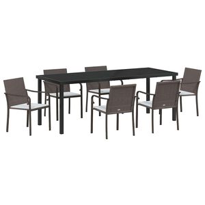 vidaXL Tr&auml;dg&aring;rdsm&ouml;belset 7 pcs Brun och svart PE Rattan