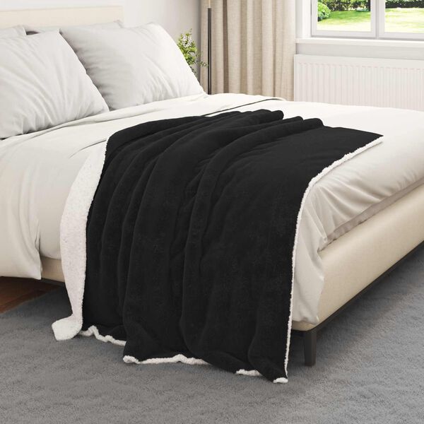 vidaXL Kastfilt Svart 130 x 150 cm Fleece