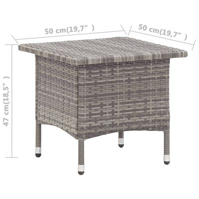 vidaXL Trädgårdsbord grå 50x50x47 cm konstrotting