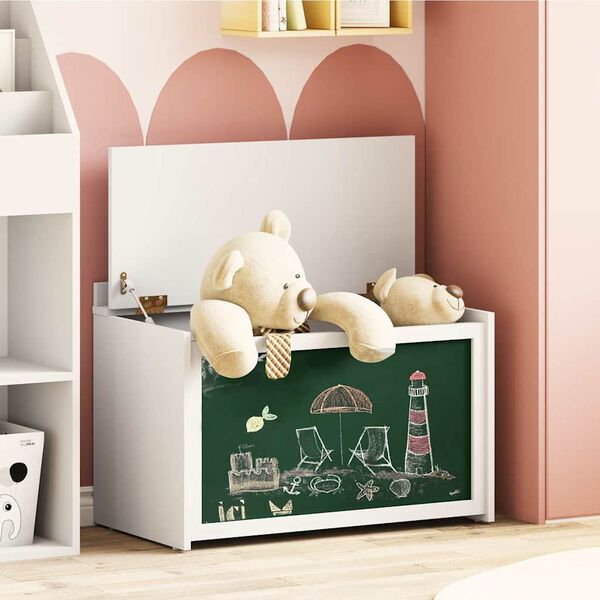 vidaXL Box med f&ouml;rvaring och svart tavelfront med lagring ROROS Vit