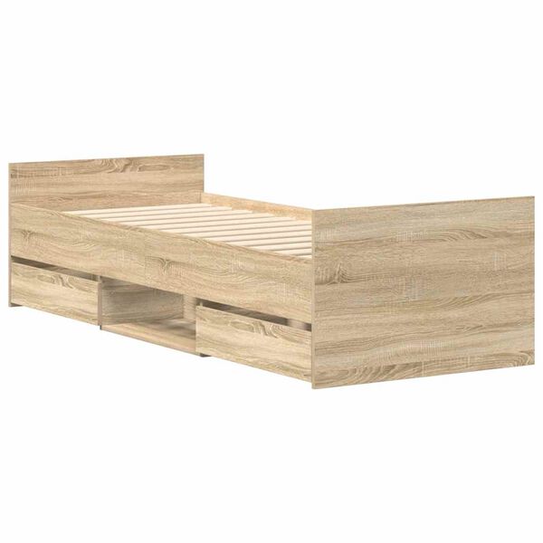 vidaXL Sängram med huvudgavel och fotgavel sonoma-ek 75x190 cm