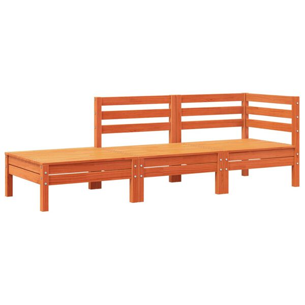 vidaXL Trädgårdssoffa med kuddar och fotpall massiv furu