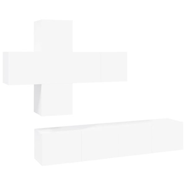 vidaXL Tv-skåp 7 delar vit konstruerat trä