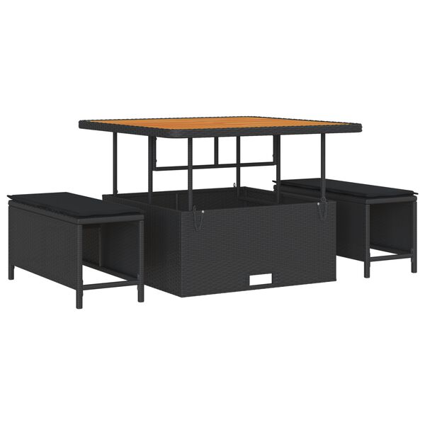 vidaXL Tr&auml;dg&aring;rdsoffset med kudde 8 pcs Svart