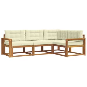 vidaXL Utomhussoffset med kudde 4 pcs Naturlig och Gr&auml;dde