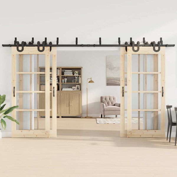 vidaXL Skjutdörrsbeslag 400 cm stål svart