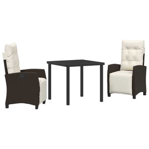vidaXL Tr&auml;dg&aring;rdsm&ouml;belset med kudde 3 pcs Brun konstrotting
