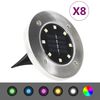 vidaXL Marklampor soldrivna 8 st LED RGB-f&auml;rg