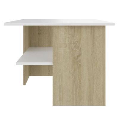 vidaXL Soffbord vit och sonoma-ek 90x60x46,5 cm konstruerat trä