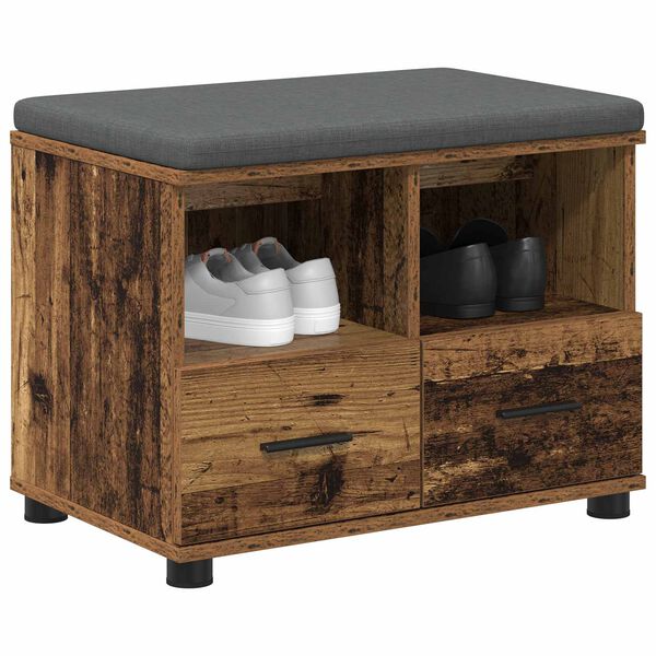 vidaXL Hallb&auml;nk Gammalt tr&auml; 60 x 38 x 46 cm Sp&aring;nskiva och kl&auml;dfabric