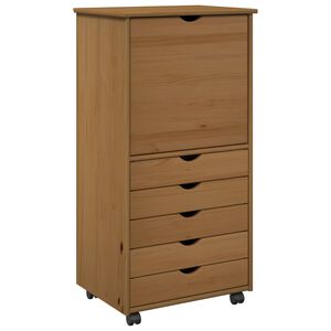 vidaXL Rullande sk&aring;p med hjul Honung brun 53 x 39 x 103 cm Massiv furu