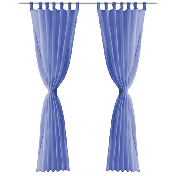 vidaXL Gardiner i voile 2 st 140x225 cm kungsblå