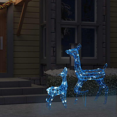 vidaXL Juldekoration renfamilj akryl 160 LED blå