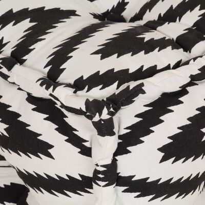 vidaXL Sittpuff i bomull kub med mönster handgjord 40x40 cm svart/vit