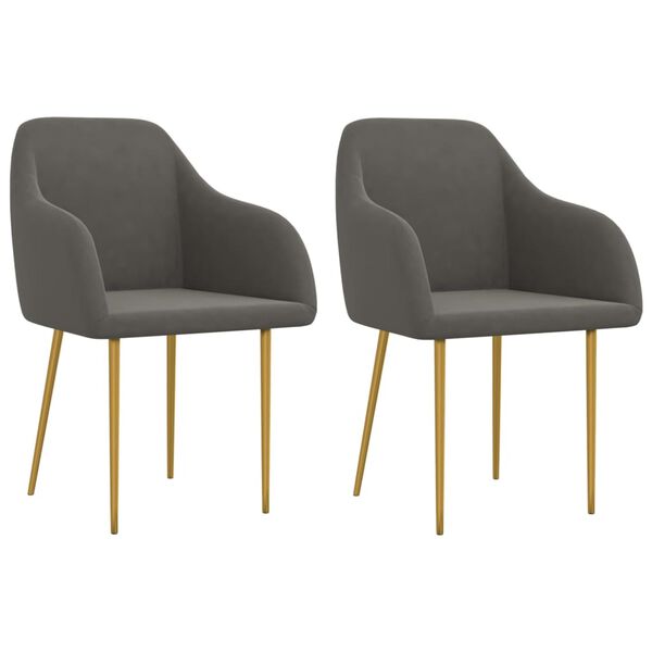 vidaXL Matstolar 2 st m&ouml;rkgr&aring; sammet