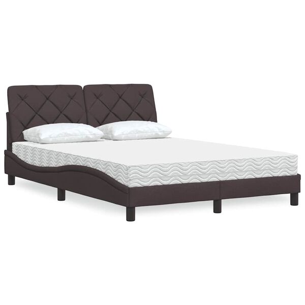 vidaXL Bed with Mattress Dark Brown 120x200 cm Fabric
