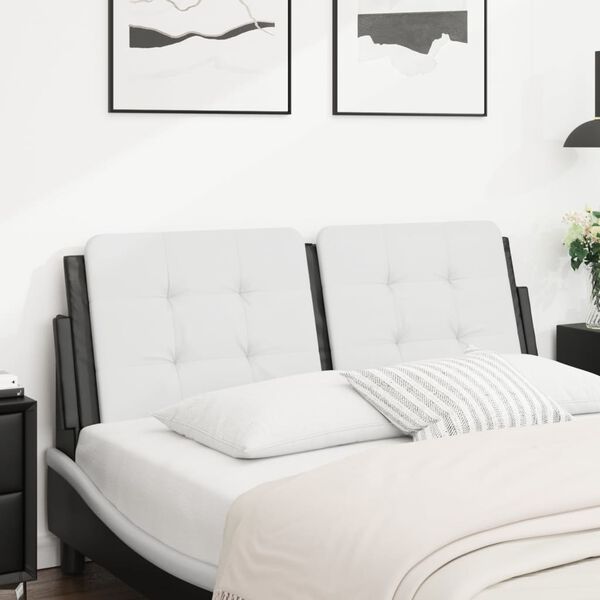 vidaXL Headboard Cushion "Zadar" White and Black 140 cm Faux Leather