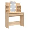 vidaXL Sminkbord med LED sonoma-ek 96x40x142 cm