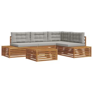 vidaXL Utomhussoffset med kudde 5 Stycke Naturlig och Ljus Gr&aring;