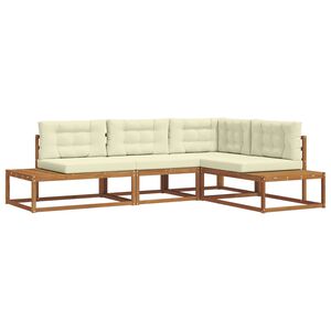 vidaXL Utomhussoffset 4 Stycke Naturlig och Gr&auml;dde