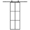 vidaXL Skjutd&ouml;rr med beslag svart 76x205 cm ESG-glas